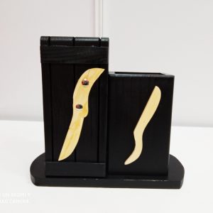 Wood Knife Holder Block Scissor Slot Storage Rack Wooden Kitchen Organizer Tool