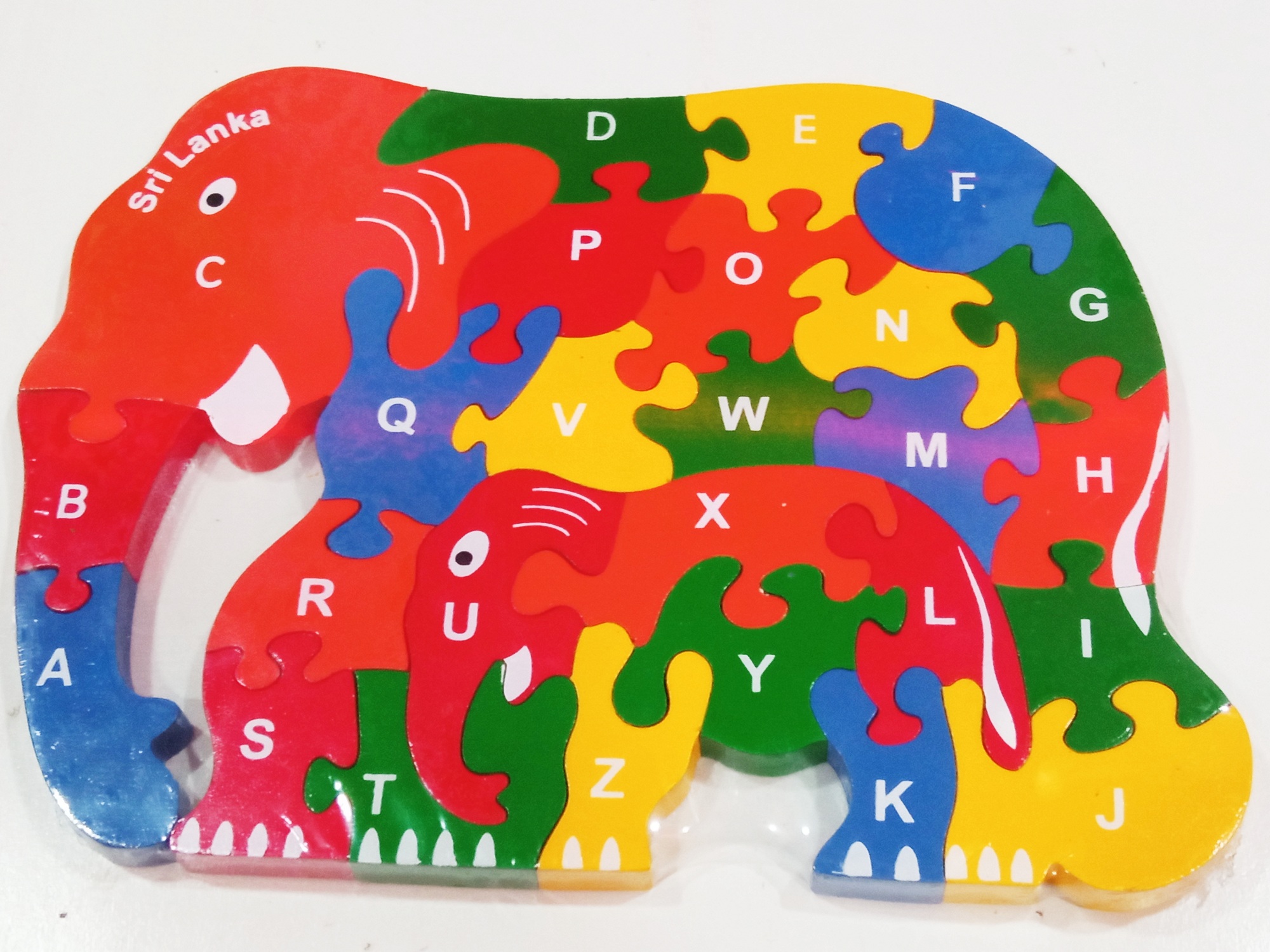 Kids Puzzle elephant/ Double-Sided Wooden Elephant Family Puzzle/ Alphabet