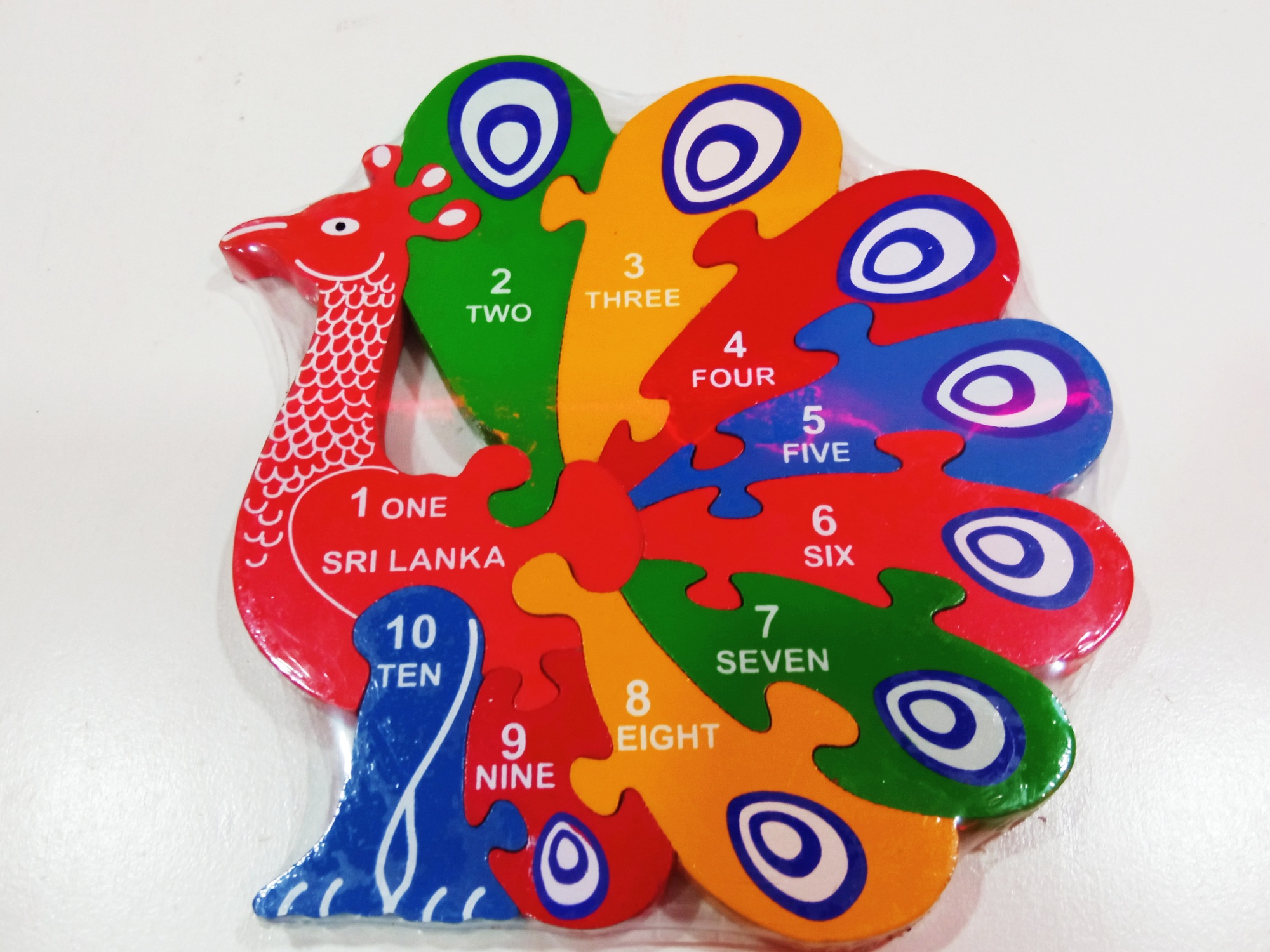 Kids Puzzle peacock/ Double-Sided Wooden Elephant Family Puzzle/ Numbers