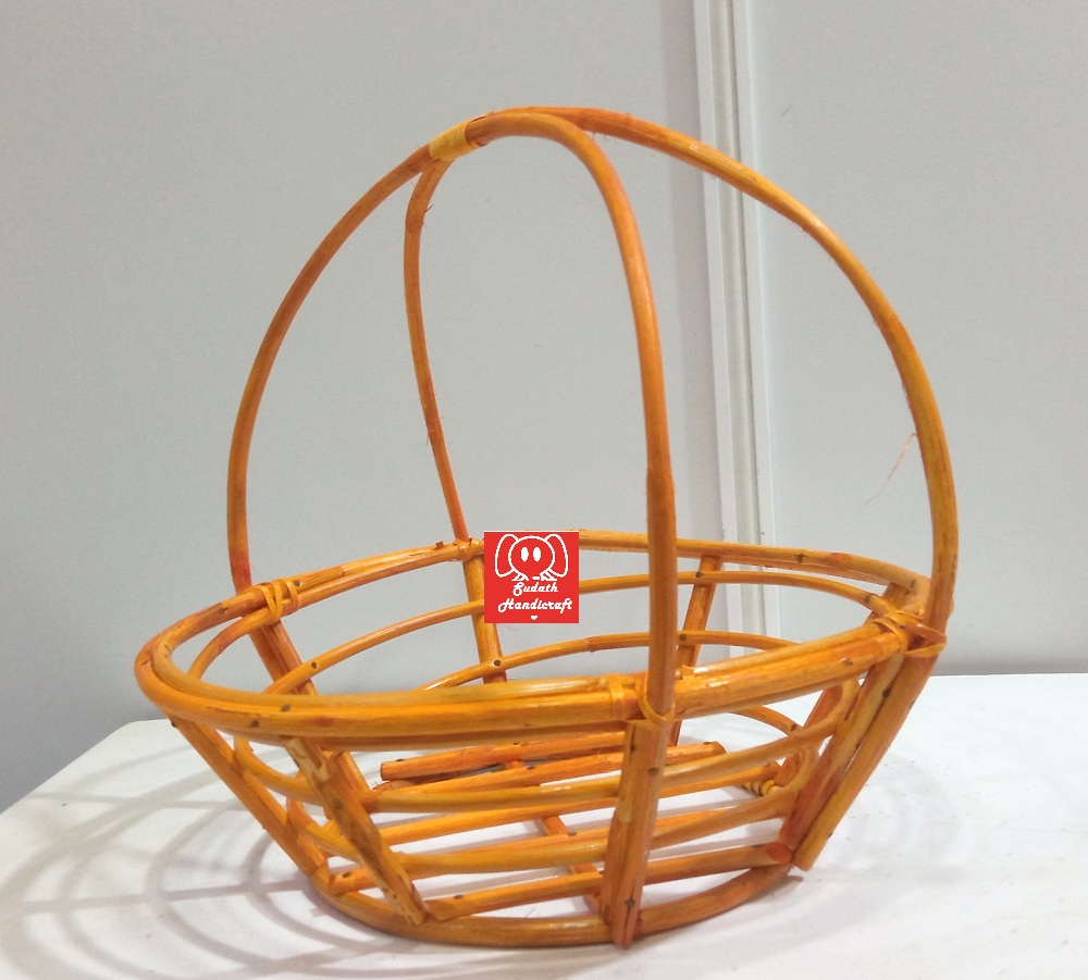 Cane Fruit Basket Handmade Reed Storage Round Basket, Home Decoration